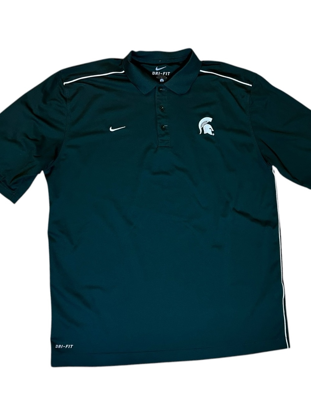 Nike Men’s Large MICHIGAN STATE SPARTANS Collared Polo Golf Shirt Green Logo